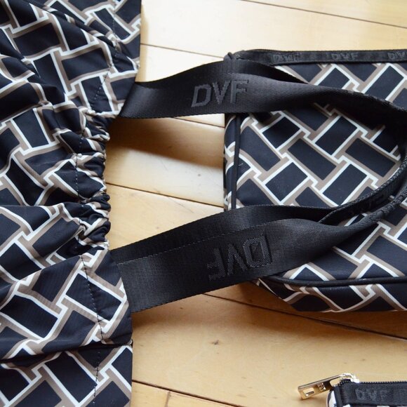 DVF for Target Vintage Weave Neutral Tote Bag Purse + Pouch 3 Pieces Set - Picture 8 of 15